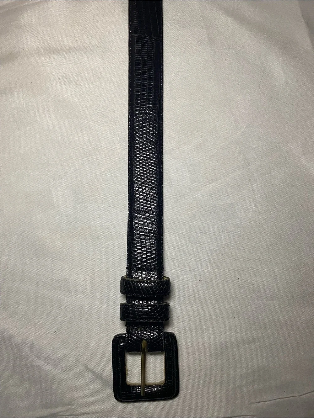 Charter Club Black Textured Leather Belt with Gold Buckle